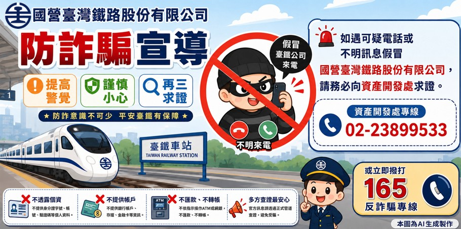 國營臺灣鐵路公司防詐騙宣導圖片